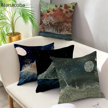 

1PCs Nature Landscape Cushion Cover Mountain Lake and River Decorative Pillow Cover Linen Pillowcase Throw Pillow Cases 45*45