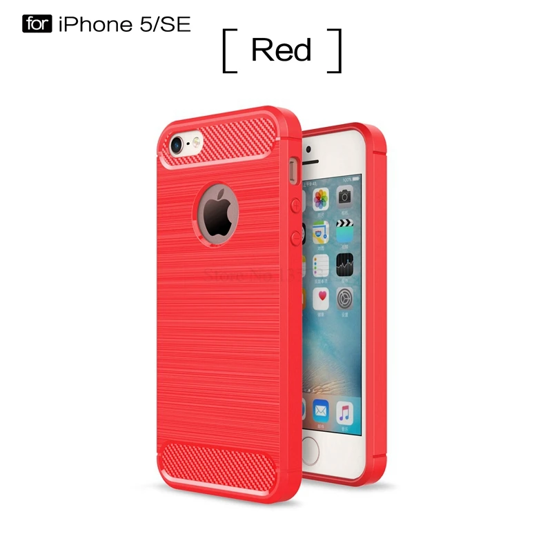 UPaitou для Apple iPhone 5 5S SE чехол, ультра тонкие чехлы из углеродного волокна, устойчивые к ударам, мягкий ТПУ чехол для iPhone SE чехол - Цвет: Красный
