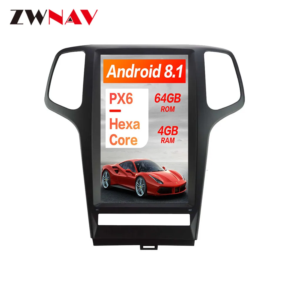 Flash Deal PX6 Android 8.1 4GB Tesla style Car GPS Navigation For JEEP Grand Cherokee 2010-2013 head unit multimedia player auto radio tape 1