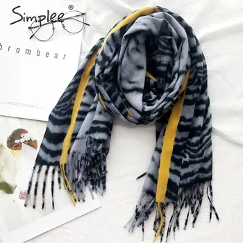

Simplee Tassel leopard print women scarf Autumn winter chic female shawls scarves Casual streetwear ladies thick warm scarf 2019