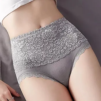 

Women Underwear Sexy Slim-fitting Seamless High-waist Ladies Lace Pure Cotton Hip-lifting Abdomen Briefs Panties