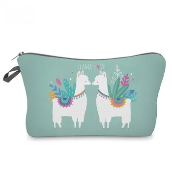 

Multi-functional Portable Cosmetic Bag Printing Alpaca Cosmetic Makeup Bag Cute Cosmetics Travel Ladies High Quality Pouch