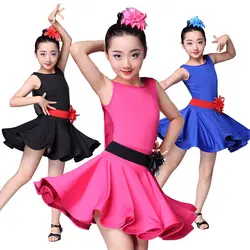 2019 латинские танго Румба танцевальные платья Детские платья с открытой спиной бальное для занятий ча танцевальные костюмы для девочек