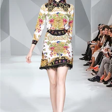 Высококачественная юбка с принтом в стиле ретро; рубашка с лацканами+ тонкая юбка с кисточками; костюм