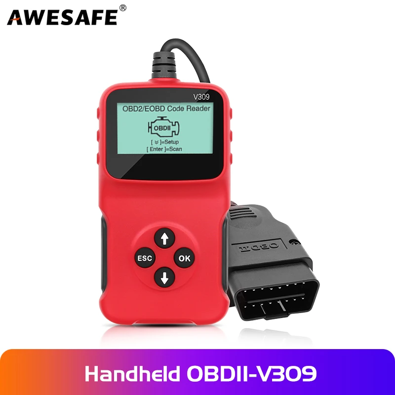 AWESAFE V309 V1.5 ELM327 OBD2 12V Car Code Reader Scanner Auto Fault