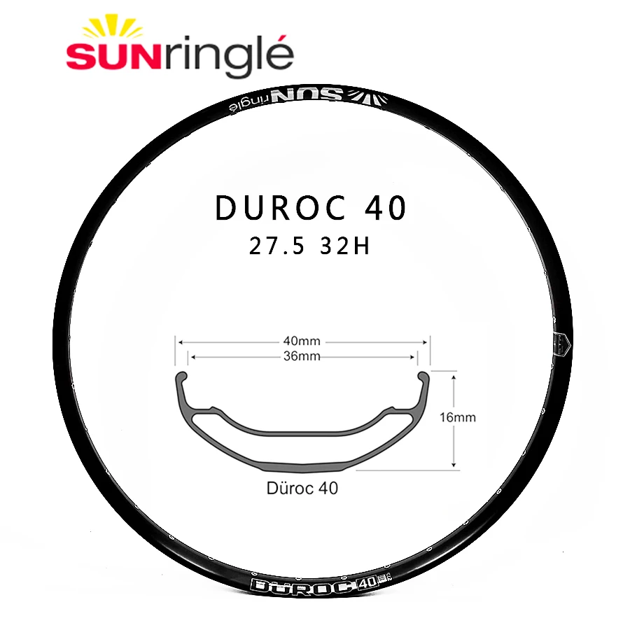 Бескамерный горный обод Sunringle sun DUROC 40 27 5 дюйма Am / Fr Dh 32H ширина мм алюминиевый |