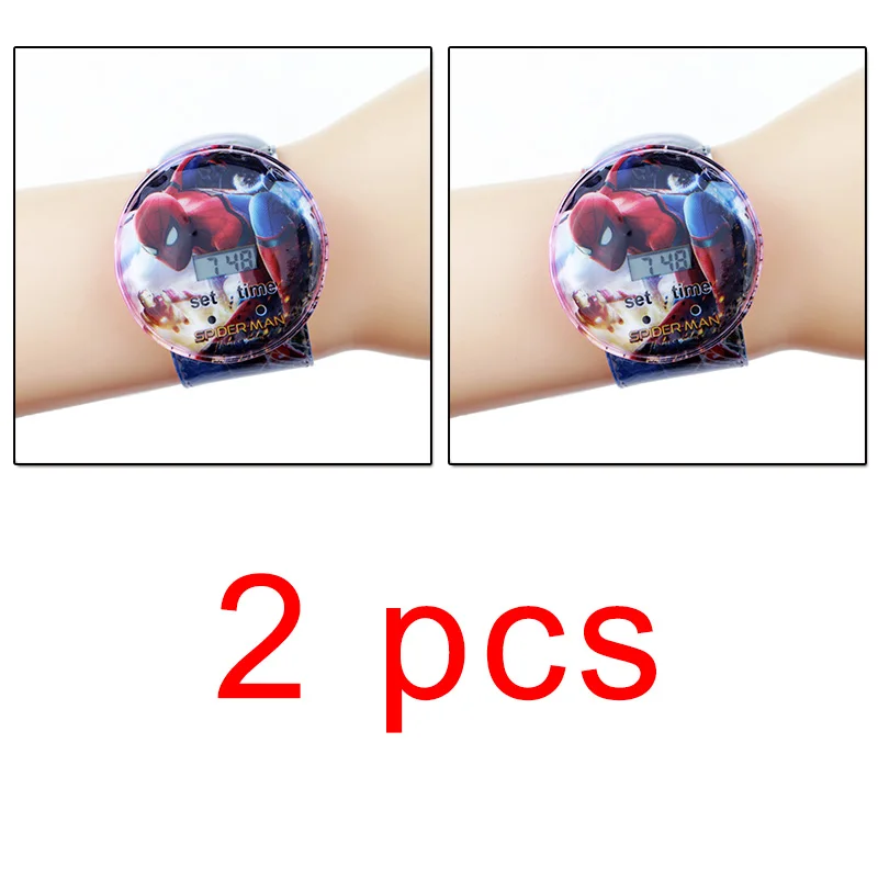 Spiderman 2 pcs Детские часы с человеком-пауком для мальчиков с героями мультфильмов Ben 10, для принцесс, для девочек, цифровые часы, детские игрушки, потрепанные часы, подарок на день рождения, электронные часы - Цвет: Spiderman 2 pcs
