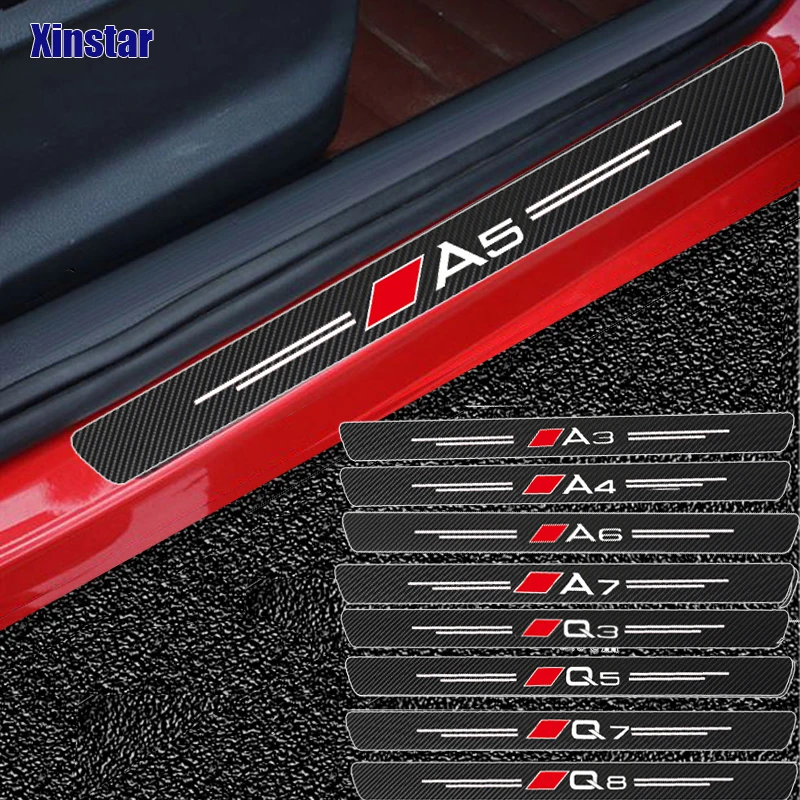 Наклейки на дверные пороги из углеродного волокна для Audi Sline Quattro A3 A4 A5 A6 A7 A8 TT Q3 Q5 Q7
