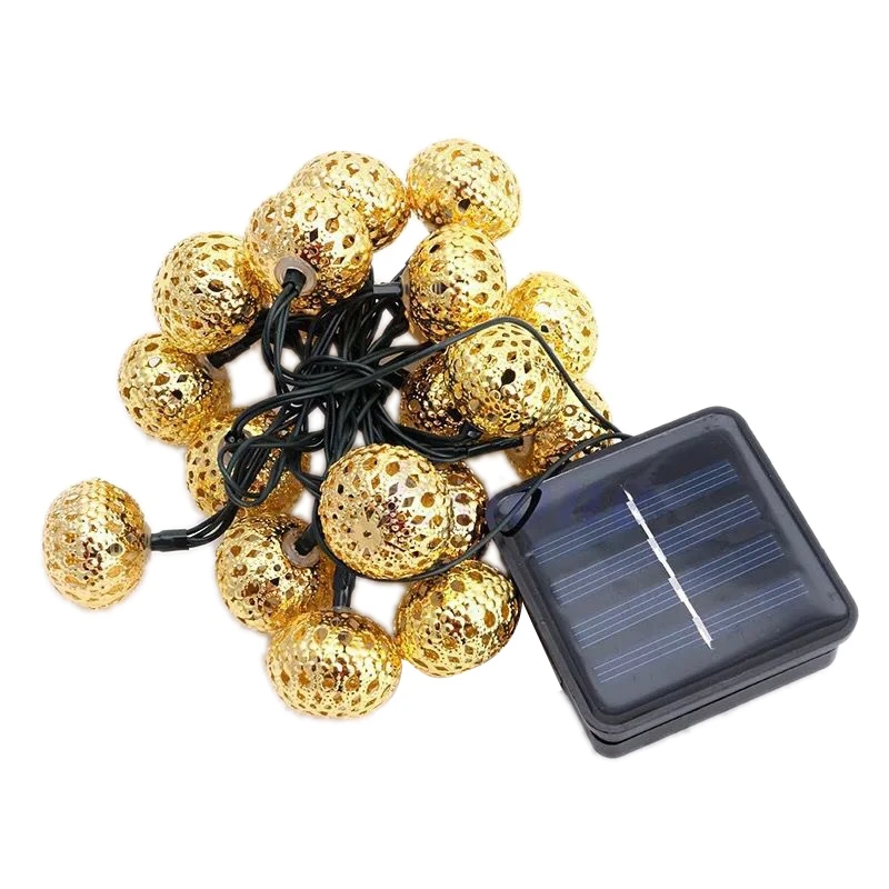 

Golden Moroccan Orb Led Solar String Lights Moroccan Ball Multi Color Led String Lights Solar for Xmas Tree Decoration