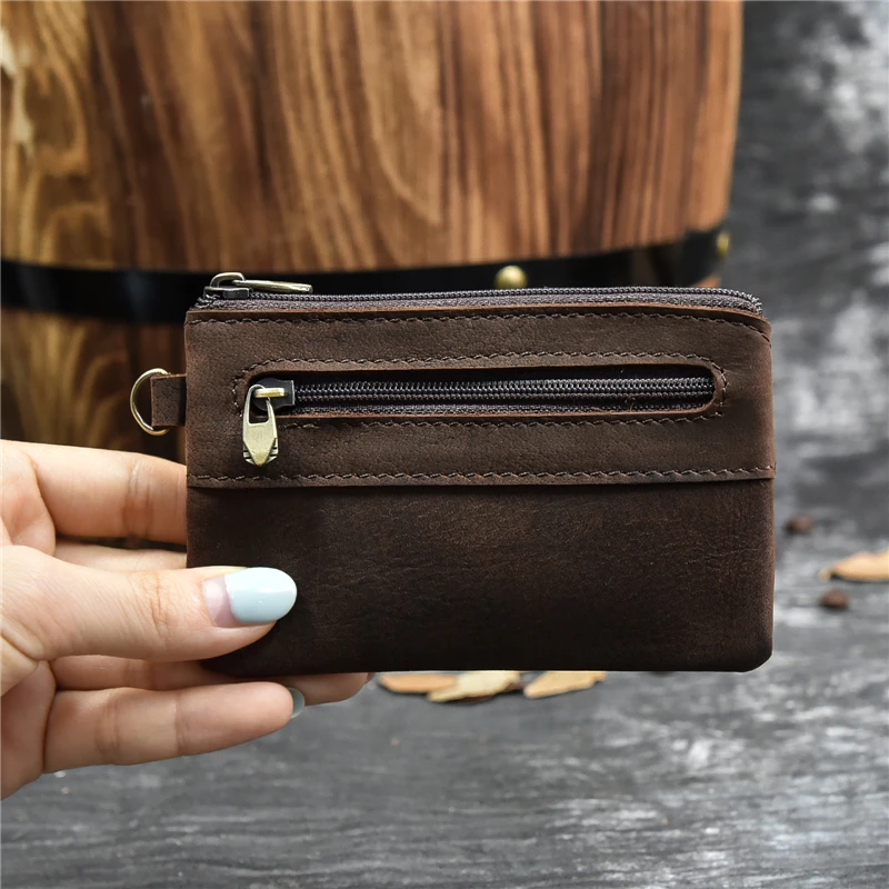 Luufan monedero de cuero cremallera para hombre y mujer, tarjetero Rfid de auténtico, carteras de embrague, Mini monedero Delgado|Monederos| - AliExpress