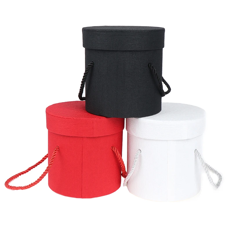 Round Flower Paper Boxes Lid Hug Florist Flower Hold The Bucket Gift Packaging Box Gift Candy Bar Party Wedding Gift Storage Box