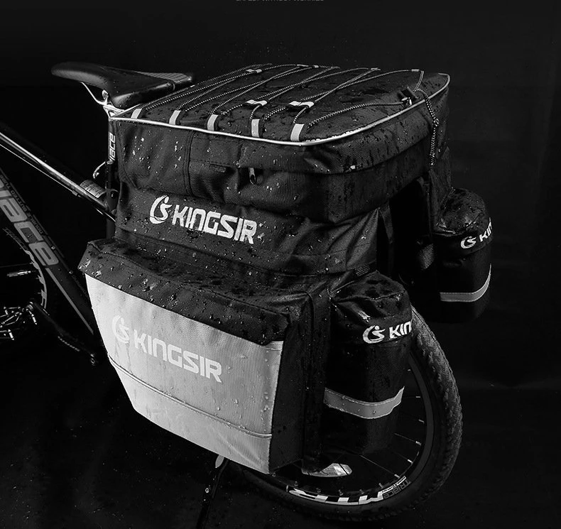 Sale Bicycle Trunk Bags Cycling Double Side Rear Tail Seat Pannier Pack Bike Luggage Container Bag with Fixed Belt+A Rainproof Cover 20