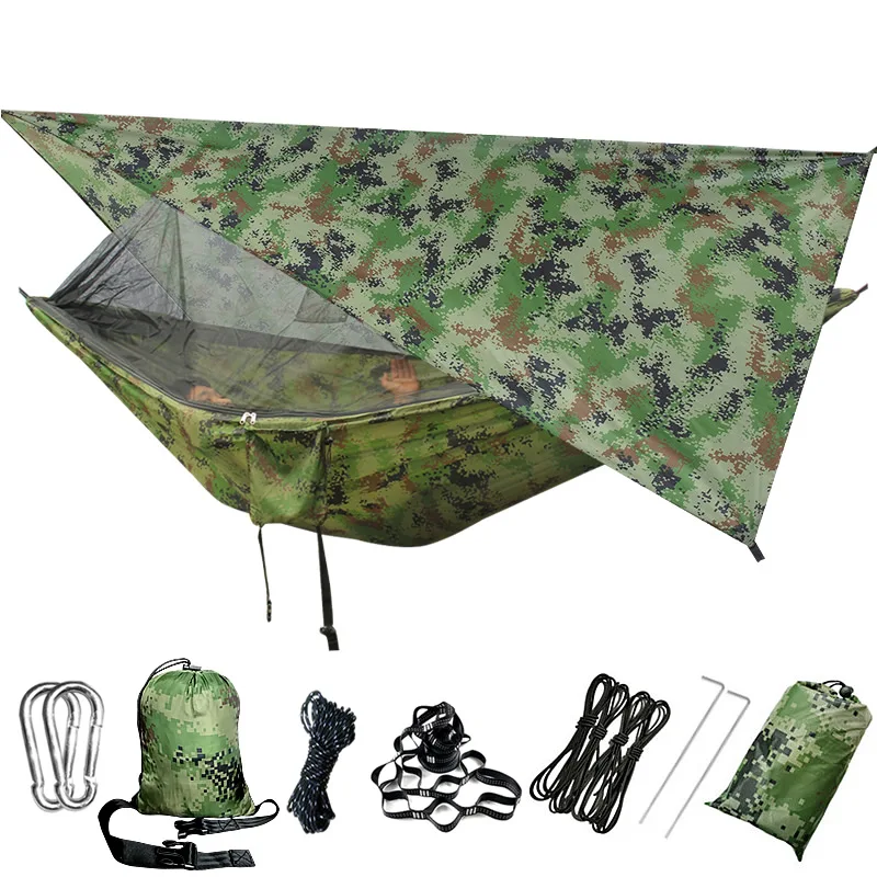Outdoor Automatic Quick Open Mosquito Net Hammock Tent With Waterproof Canopy Awning Set Hammock Portable Pop-Up