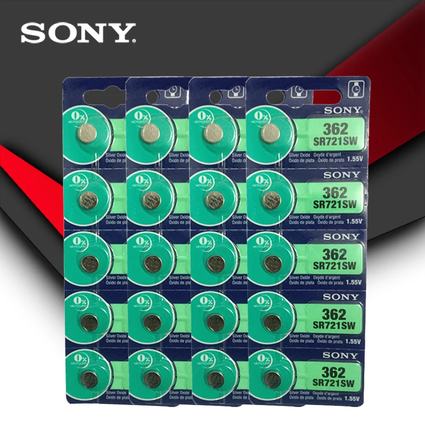 20pc Sony 100 Original 362 SR721SW V362 GP62 AG1 1.55V Silver Oxide