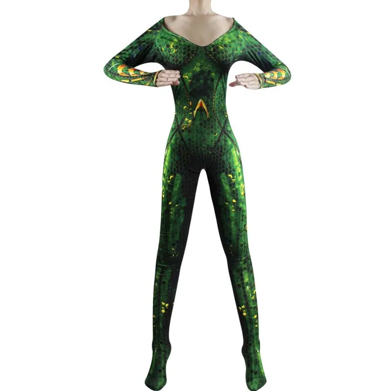 Новый Женский Детский костюм для косплея из фильма Aquaman Mera Queen комбинезон Zentai