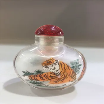 

Chinese old beijing glass built-in painting snuff bottle inside painted Characters pattern