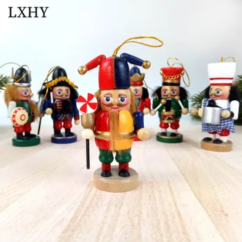 

6pcs/set Christmas Decorations Cute Fat 10CM Small Nutcracker Puppet Man Soldier Decorated A Christmas Tree Pendant Kids Gift