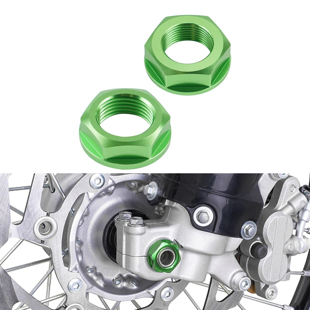 Front Rear Wheel Axle Nut Screw Aluminum 2PCS For KAWASAKI KX125 KX250