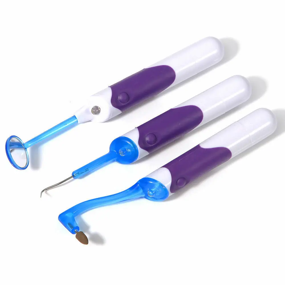 Narzędzia stomatologiczne Dental czyszczenie jamy ustnej zestaw zębów LED światło lustro plaga Remover Stain Eraser nowo