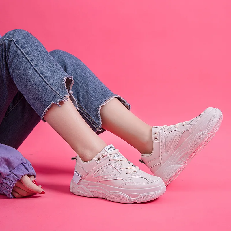 

2019 Spring New Style WOMEN'S Shoes Hot Selling Athletic Shoes Student Casual Travel Shoes Korean-style Running-Style Leather Da