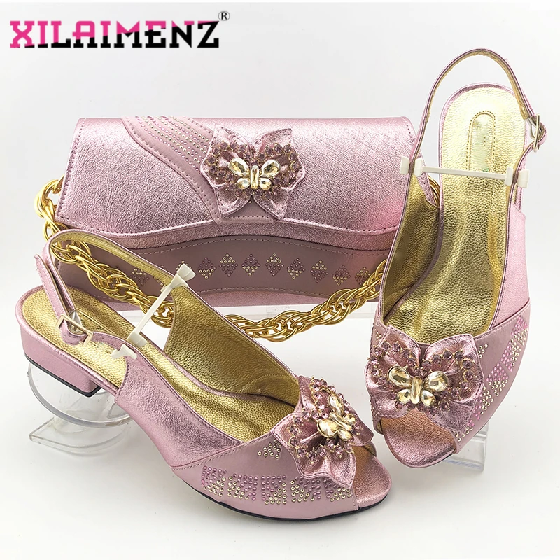pink matching shoes and bag