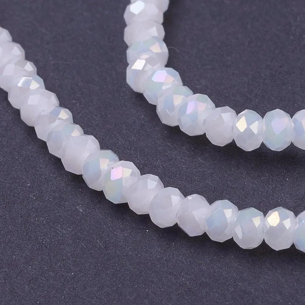 

Electroplate Glass Beads Strands, AB Color Plated, Faceted, Rondelle, Hole: 0.5mm
