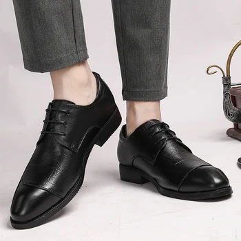 

Formal Office Shoes Four Seasons Genuine Leather Men Shoes Pointed Toe Hand-made Casual Flats Men Business Oxfords Leather Shoes