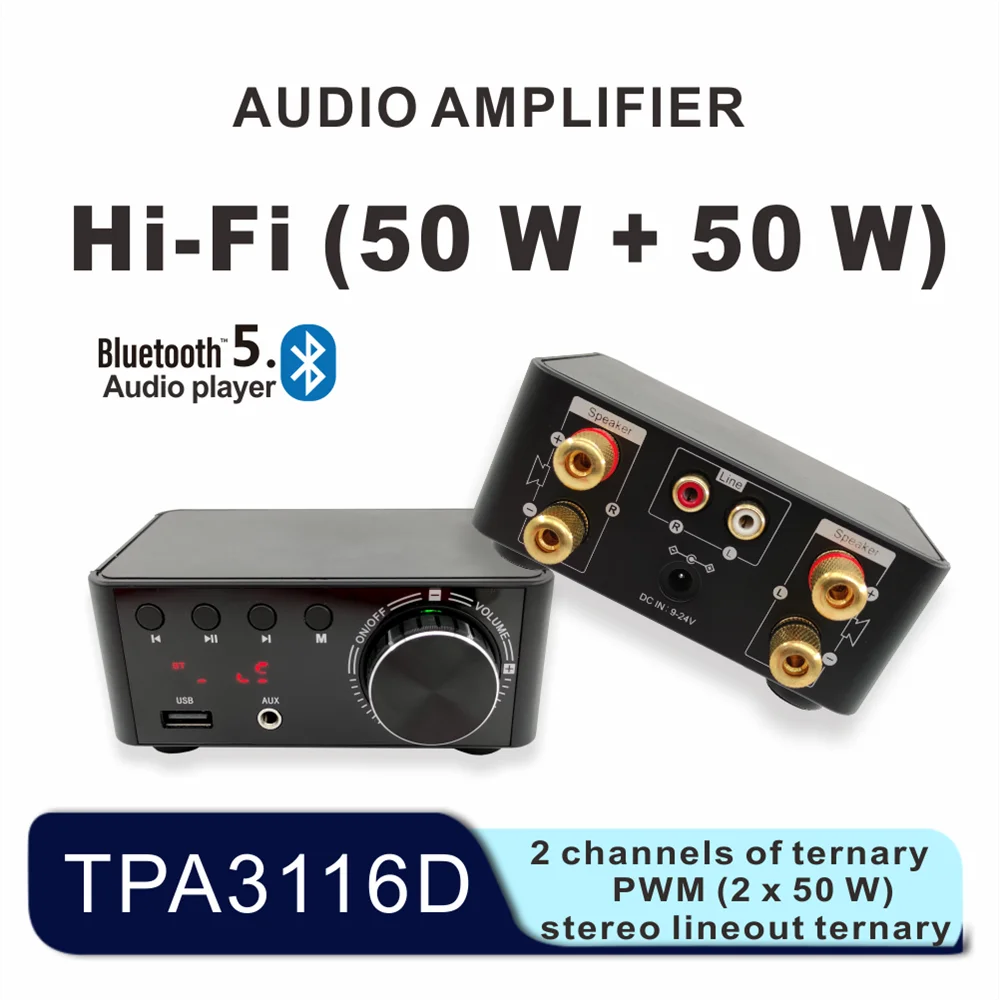 Плата усилителя звука 50WX2 Hi Fi Bluetooth 5 0 для домашнего кинотеатра|Усилители