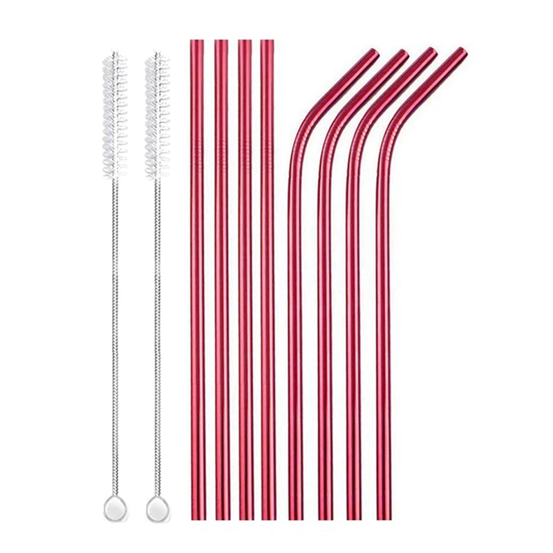 Eco-Friendly Reusable Stainless Steel Drinking Straws Set with Cleaner Brushes