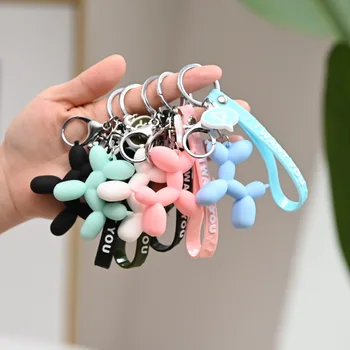 

2020 Hot Selling Cartoon Balloon Dog Key Chain 5 Colors Cute Dog Keychains Small Exquisite Car Keyrings Bag Pendant