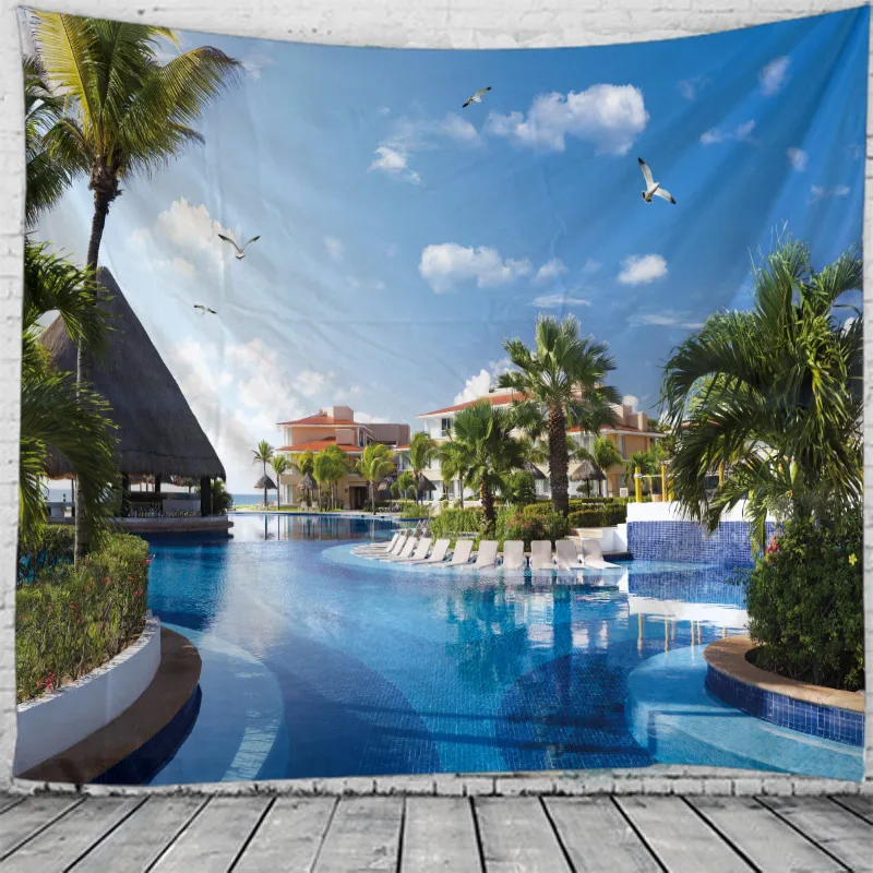 

3D Printing Seascape Tapestry Wall Hanging Bed Spread Beach Towel Table Cloth Yoga Mat Happy New Year 2021 3D Mat large size