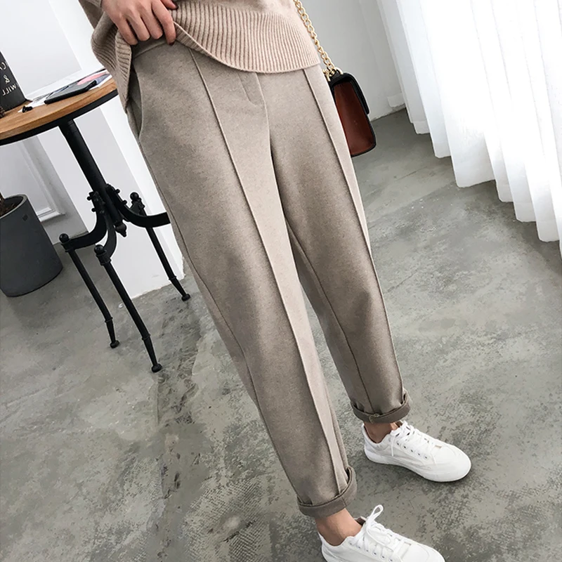 Winter Plus Size Wool Female Work Suit Young girl Pants Loose Female Trousers Capris Thicken Women Pencil Pants 2020 Spring 921F Winter Plus Size Wool Female Work Suit Young girl Pants Loose Female Trousers Capris Thicken Women Pencil Pants 2020 Spring 921F