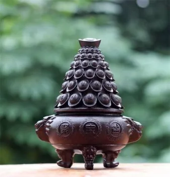 

Copper Statue Chinese Hand Carved Treasure Bowl Home Furnishings
