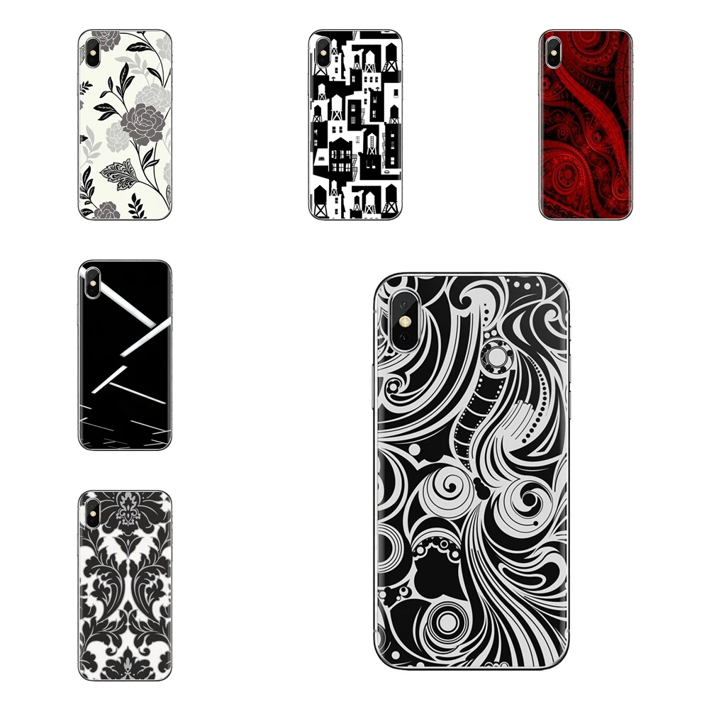 For iPod Touch Apple iPhone 4 4S 5 5S SE 5C 6 6S 7 8 X XR XS Plus MAX Transparent Soft Cases Covers Red Black And White Designs |