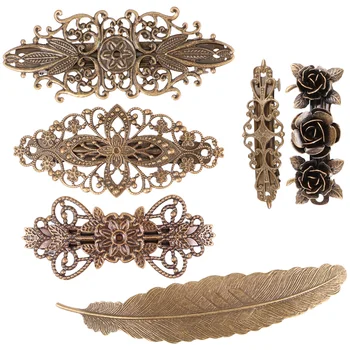 

4pcs Vintage Hair Pin Hair Clip Barrettes Headdress Hair Accessories European Style Copper Hairpin for Women Girls Ladies (Coppe
