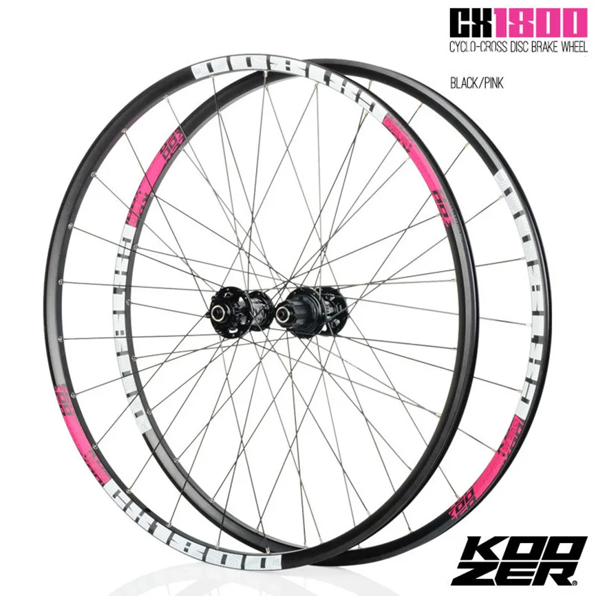 KOOZER CX1800 Road Bike 700C Wheelset Disc Brake Sealed Bearing Bicycle Wheels QR Thru-axis Ultralight Alloy Rim 24H 11Speed
