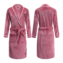 H5978 мужские халаты Повседневная Ночная рубашка мужская утолщенная фланелевая Домашняя одежда банный халат осень зима с длинным рукавом пижамы большого размера