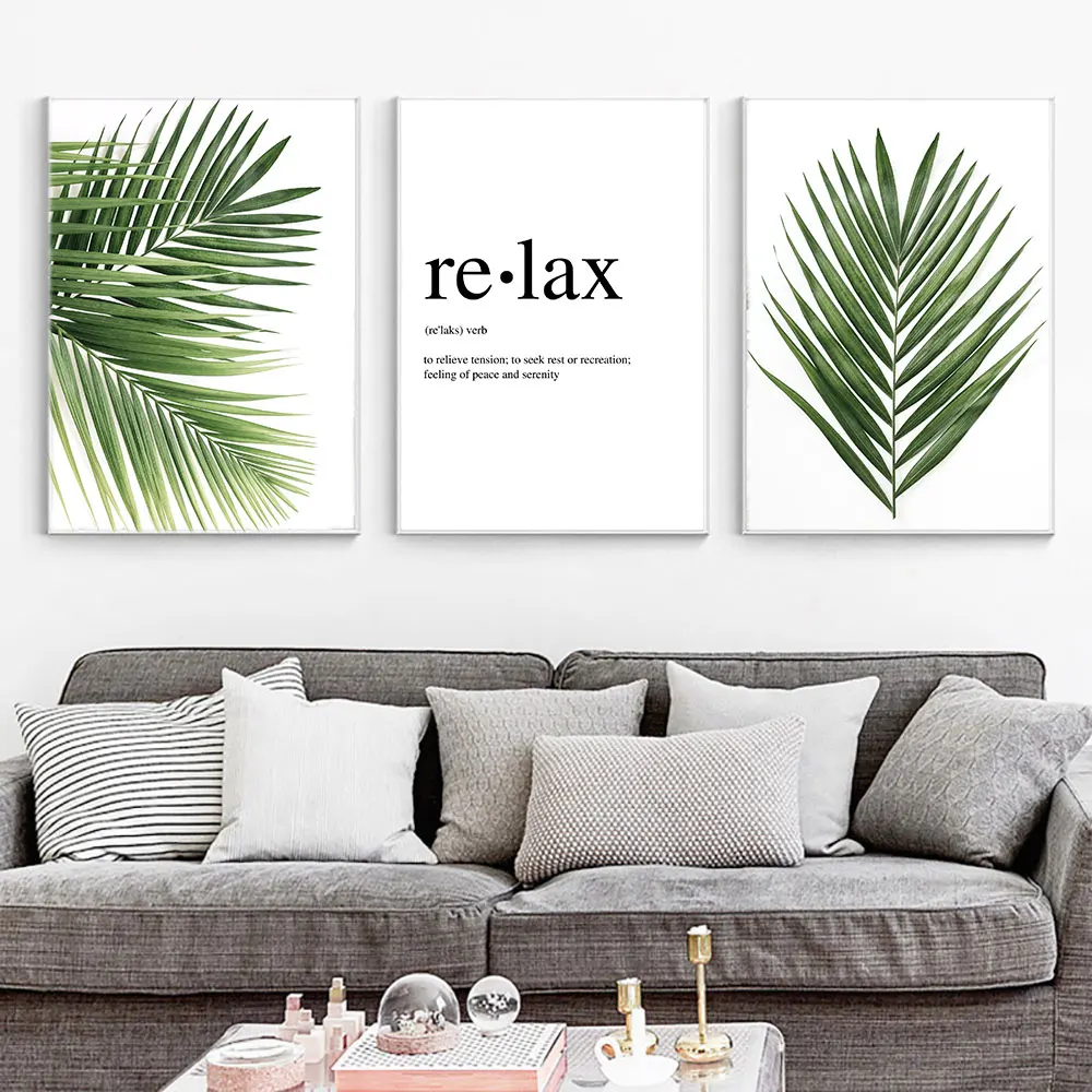 Bathroom Wall Art Poster Botanical Palm Leaf Print Motivational Relax Canvas Painting Scandinavian Home Decor | Дом и сад