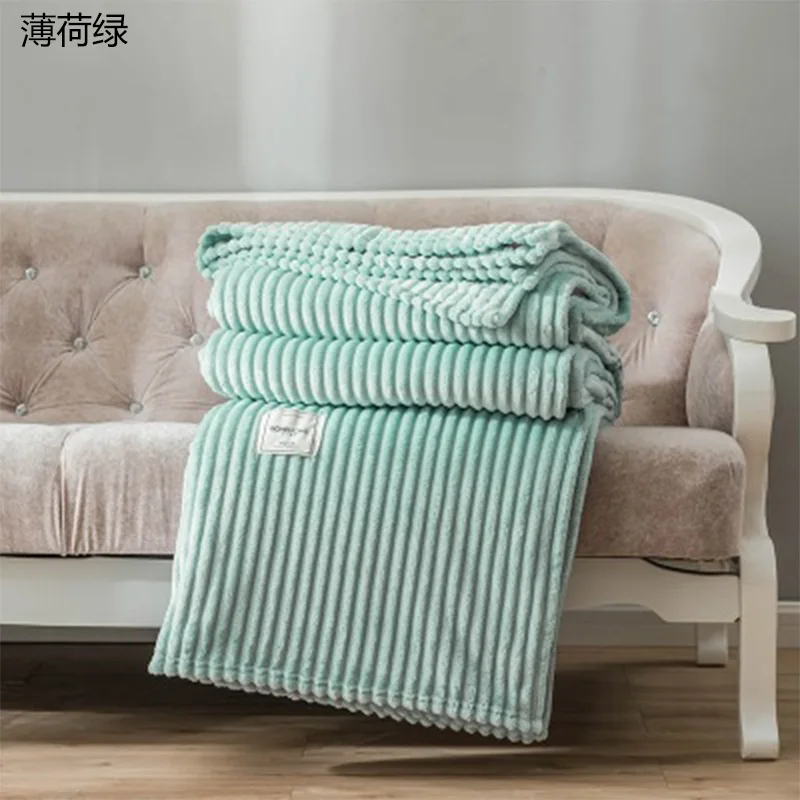 Mint Green Holaroom одеяло s для кровати однотонное Фланелевое Одеяло Диван плед в полоску мягкое теплое одеяло весна/осень украшение для домашнего постельного белья - Цвет: Mint Green