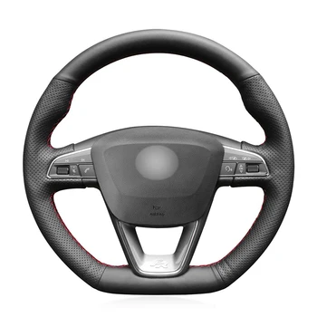 

Black Artificial Leather Car Steering Wheel Cover for Seat Leon Cupra R 2013-2019 Leon ST Cupra 2013-2019 Ateca Cupra 2016-2019