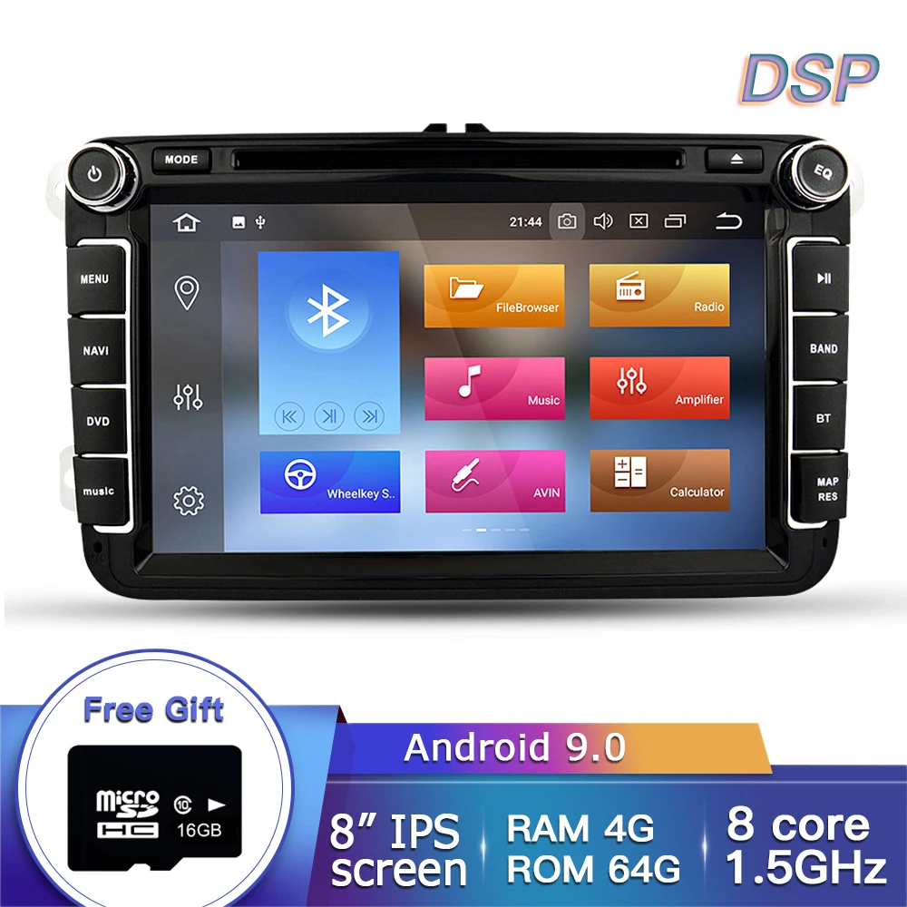 Ekiy ips 8 ''2Din автомобильный мультимедийный плеер Android 9 авто радио для Skoda/Volkswagen/VW/Passat B7/POLO/GOLF 5 6 DVD gps 4 ядра - Цвет: 4G 64G IPS DSP