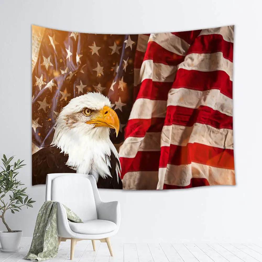 Stati Uniti Bandiera Arazzo Appeso A Parete Di Arte, North American Bald Eagle Con La Bandiera Americana Patriottica Concetto