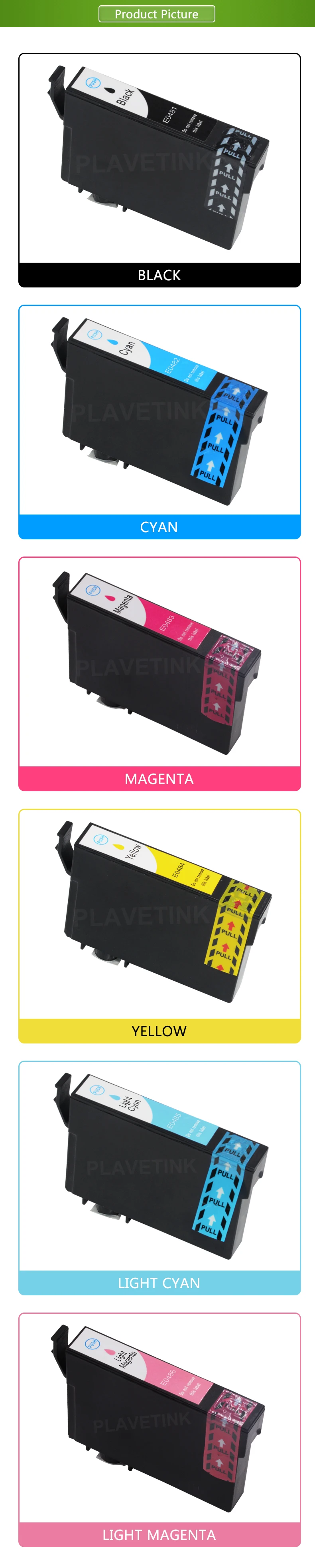 Plavetink Полный Чернила для струйного принтера T0481 T0482 T0483 T0484 T0485 T0486 картриджи для Epson рабочей силы WF-2010W WF-2510 принтер