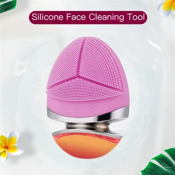 

Sonic Silicone Facial Brush Deep Cleansing LED Light EMS Microcurrent Face Lifting Anti Aging Pore Cleanser Beauty Massager 48