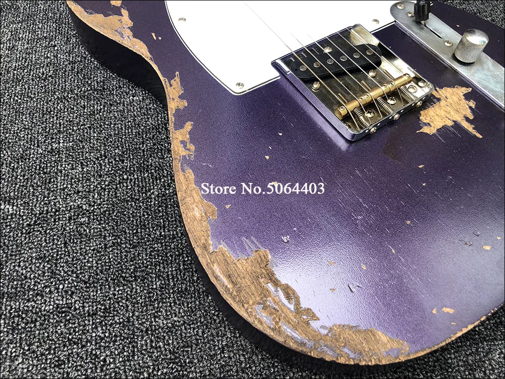 Фиолетовая винтажная электрическая гитара ручная старение оборудование нитроцеллюлоза краска окрашенная фиолетовый