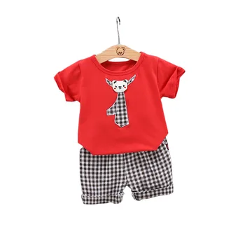

New Summer Baby Boy Clothes Children Girls Cotton T Shirt Plaid Shorts 2Pcs/sets Toddler Cotton Casual Clothing Kids Tracksuits