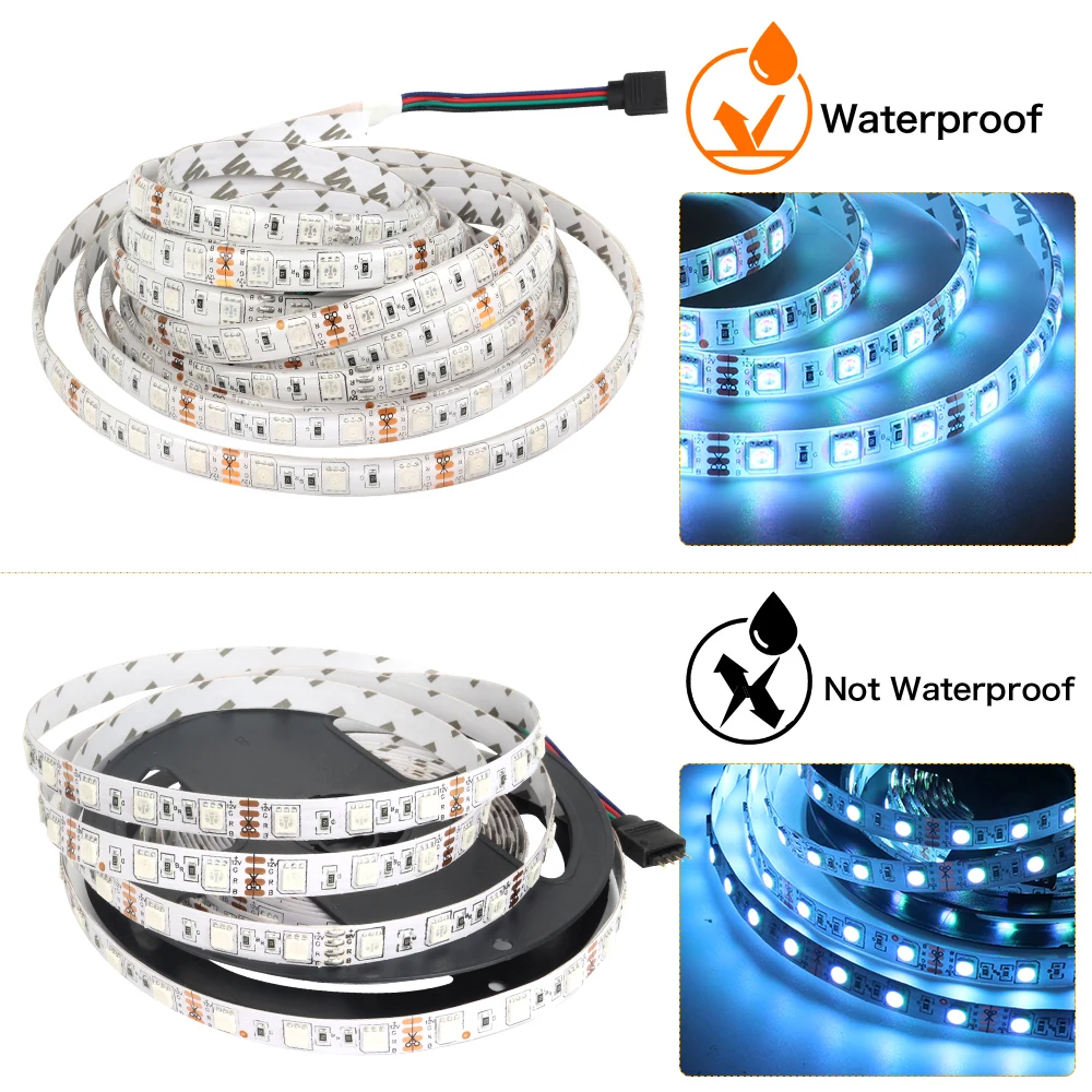5m 10m 15m WiFi LED Strip Light RGB DC12V Waterproof SMD 5050 rgb String Diode Flexible Ribbon WiFi Contoller With Adapter plug