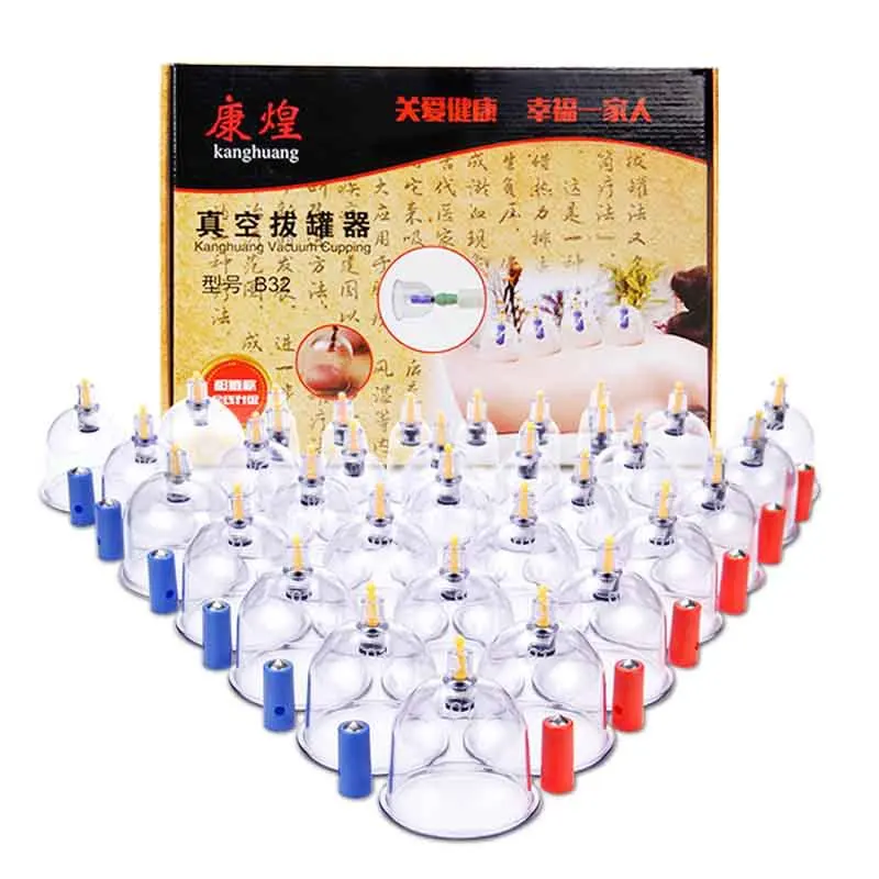 Vacuum-Cupping-Kit Cups Massagers Curve-Suction-Pumps Relax Chinese 32-Cans Pull-Out