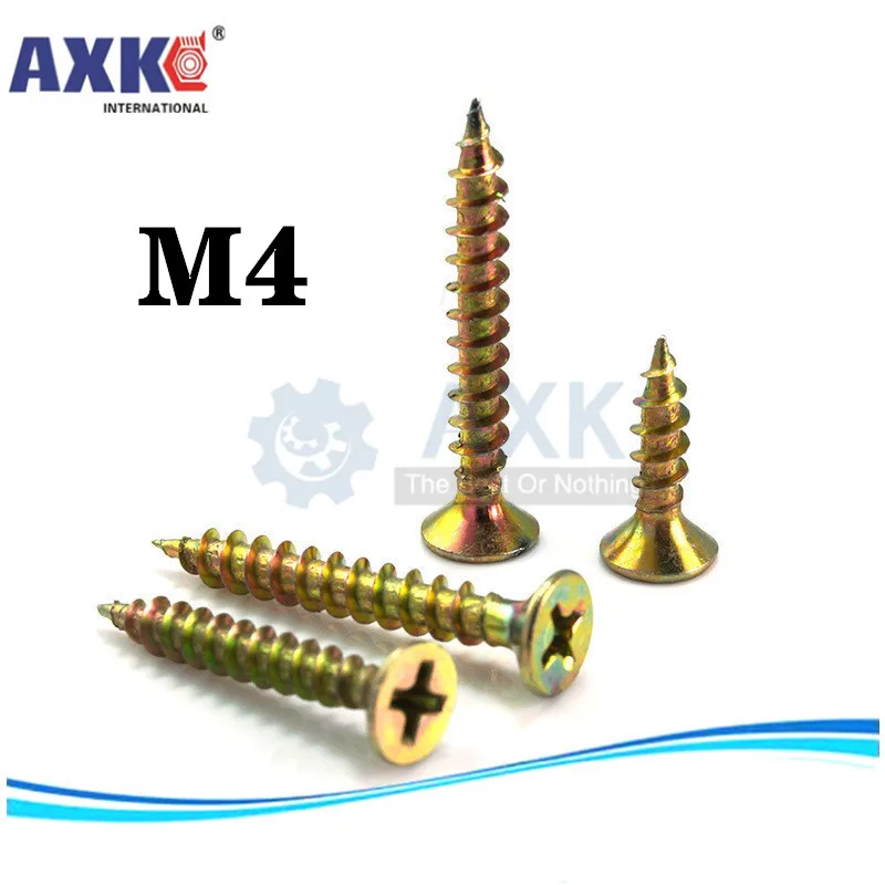 AXK цвет цинк плюс Жесткий деревянный винт Крестовая головка саморезы M4 шурупы