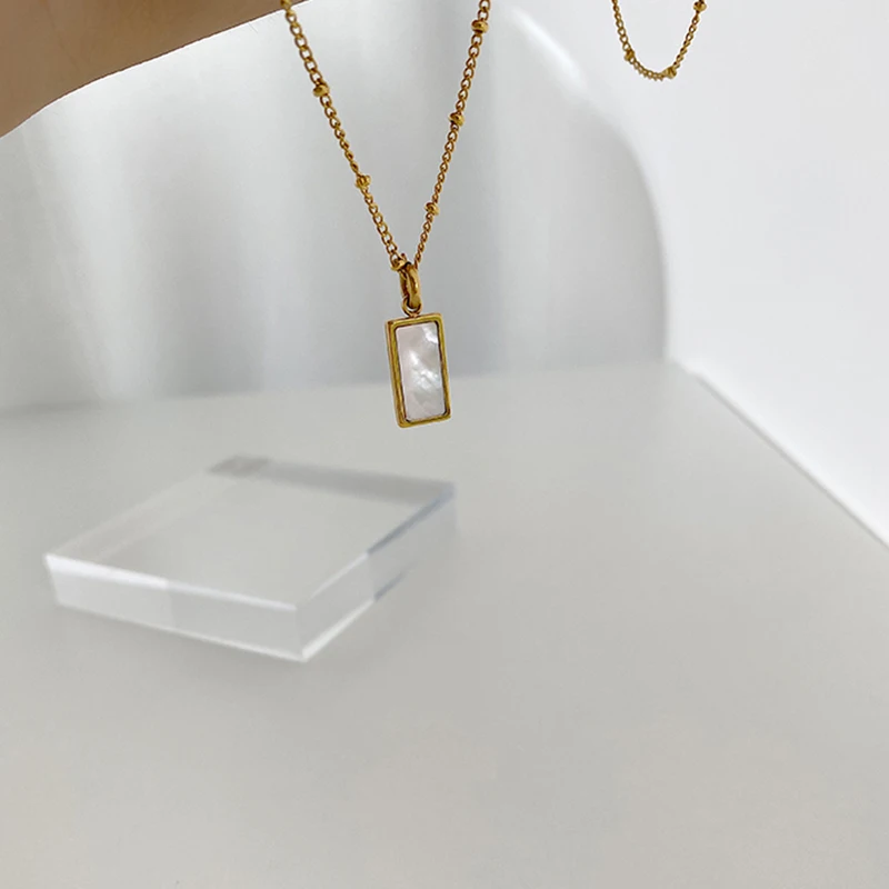 Peri'sBox 3 Designs Rectangle Malachite Necklaces Abalone Shell Necklaces for Women Natural Shell Minimalist Necklace 2020 Hot - Image 5